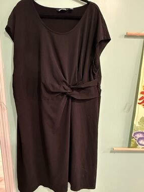 Lands End Black Knot-Front Midi Dress